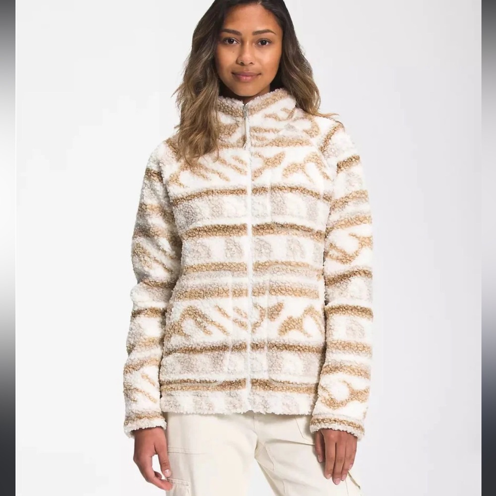 The North Face Beige Patterned Fleece Jacket